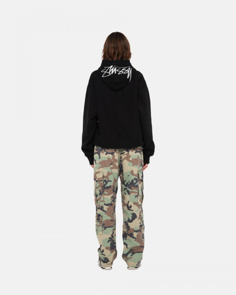 Stussy Back Hood Applique Hoodie Hoodie Heren Zwart Belgium | VQY-4571