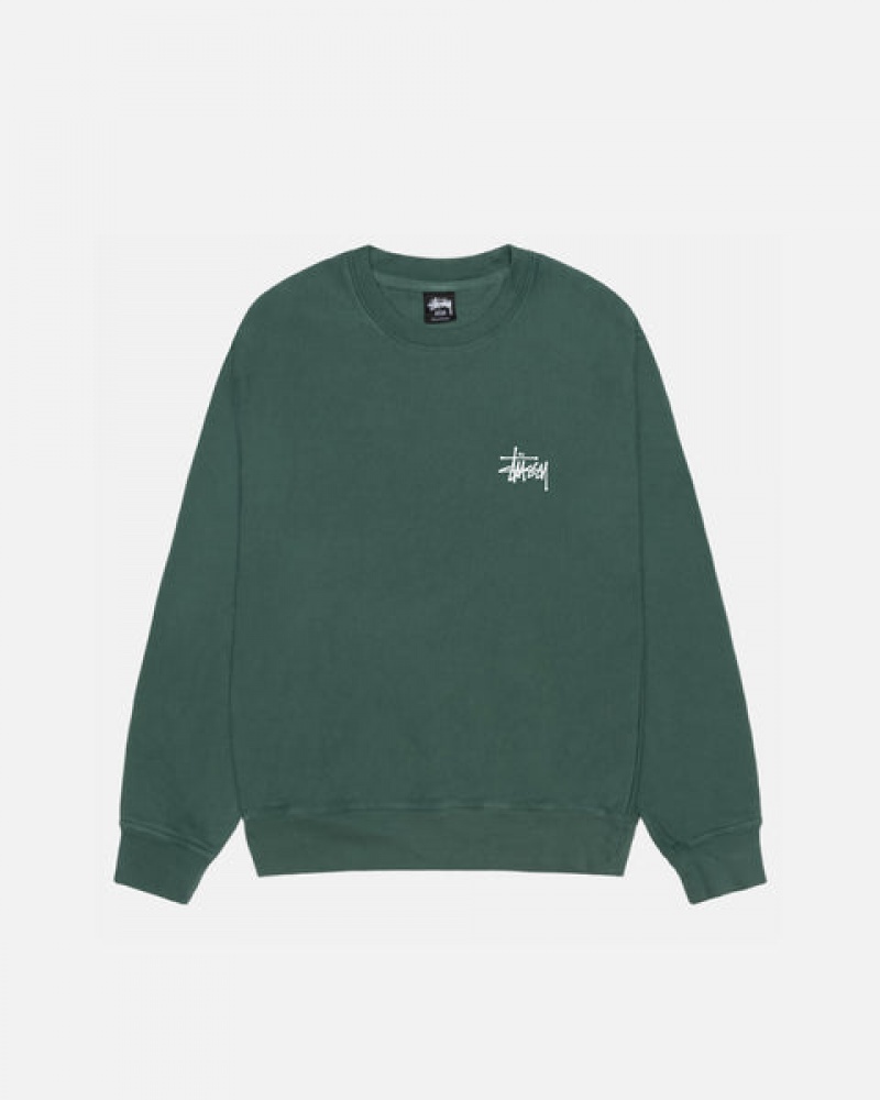 Stussy Basic Stussy Crew Pigment Dyed Sweatshirts Dames Groen Belgium | BMN-3237