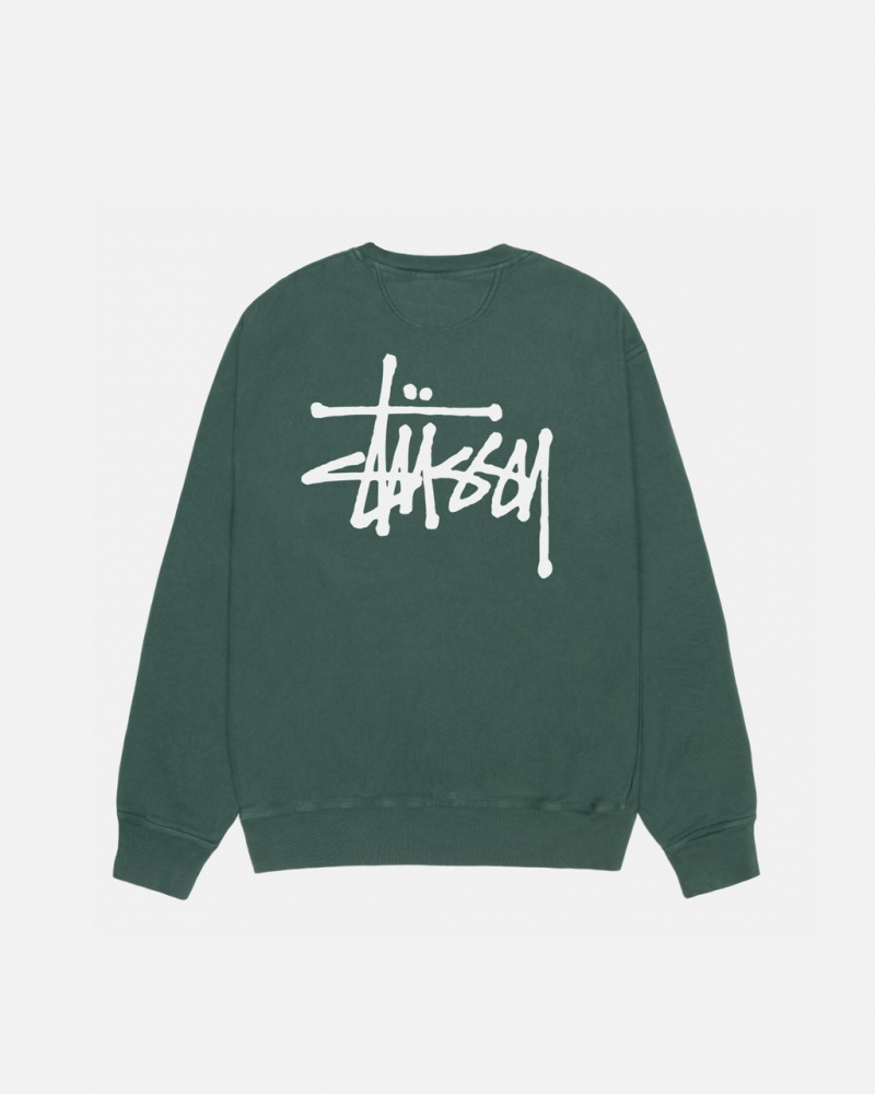 Stussy Basic Stussy Crew Pigment Dyed Sweatshirts Dames Groen Belgium | BMN-3237