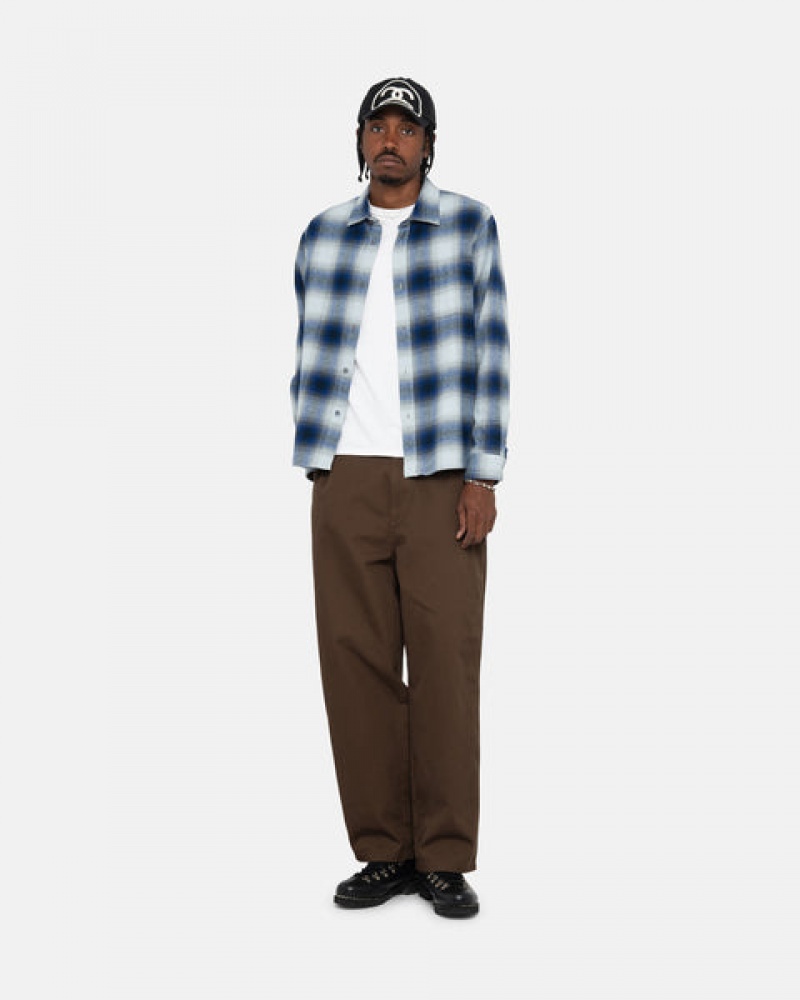 Stussy Bay Plaid Shirt Overhemdjassen Heren Donkerblauw Belgium | AUP-0392