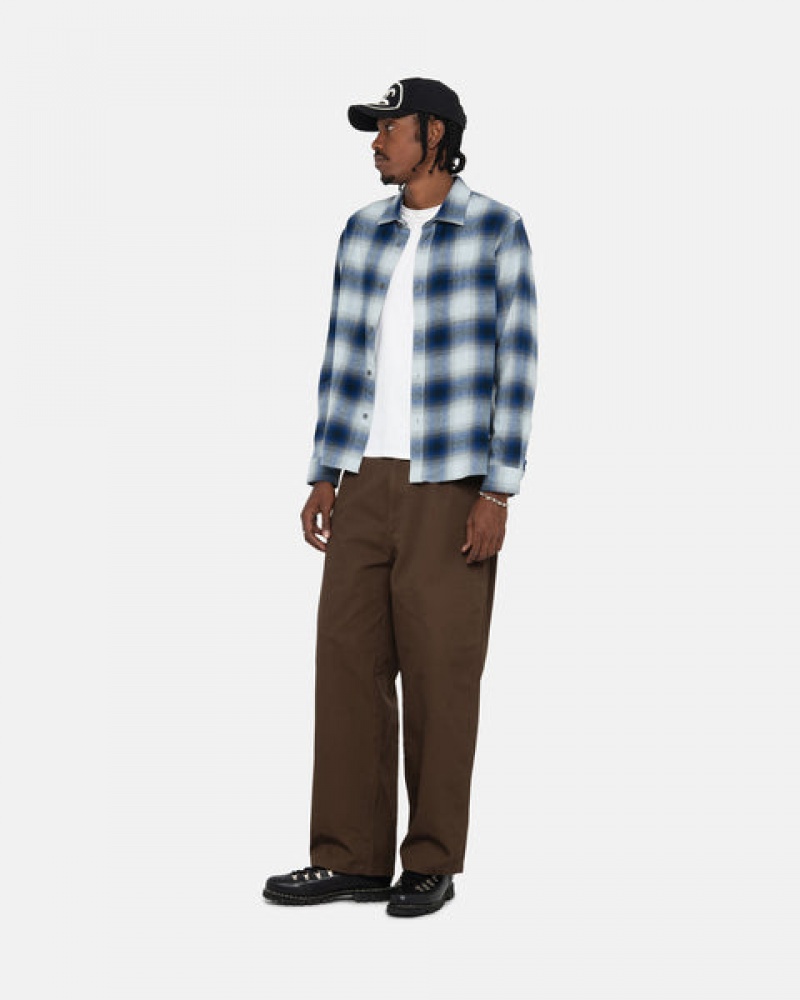 Stussy Bay Plaid Shirt Overhemdjassen Heren Donkerblauw Belgium | AUP-0392