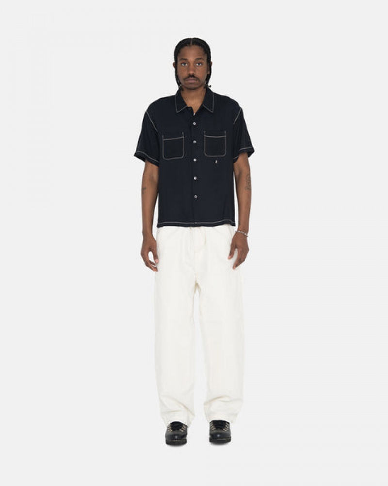 Stussy Contrast Pick Stitched Shirt Overhemd Heren Zwart Belgium | GNH-6638
