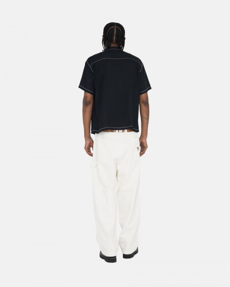 Stussy Contrast Pick Stitched Shirt Overhemd Heren Zwart Belgium | GNH-6638