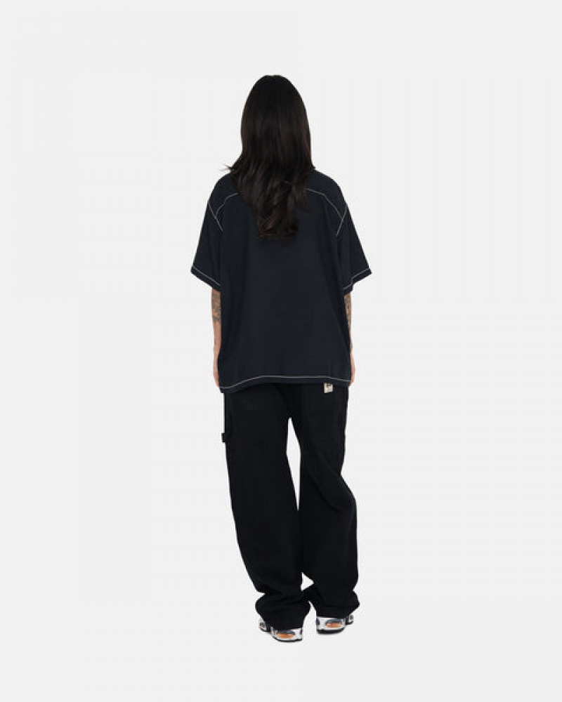 Stussy Contrast Pick Stitched Shirt Overhemd Heren Zwart Belgium | GNH-6638