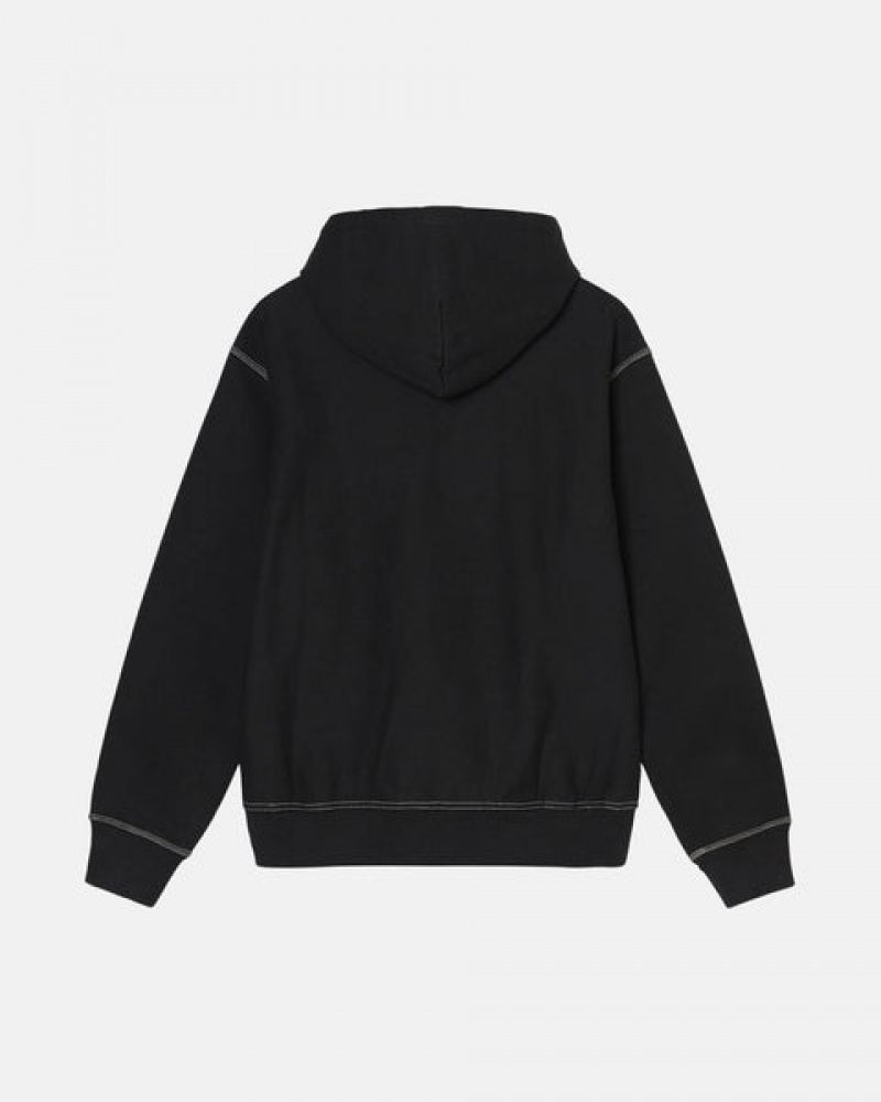 Stussy Contrast Stitch Label Hoodie Hoodie Dames Zwart Belgium | TBU-9017