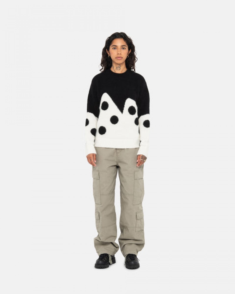 Stussy Dice Fuzzy Crew Trui Heren Zwart Belgium | DLX-8233