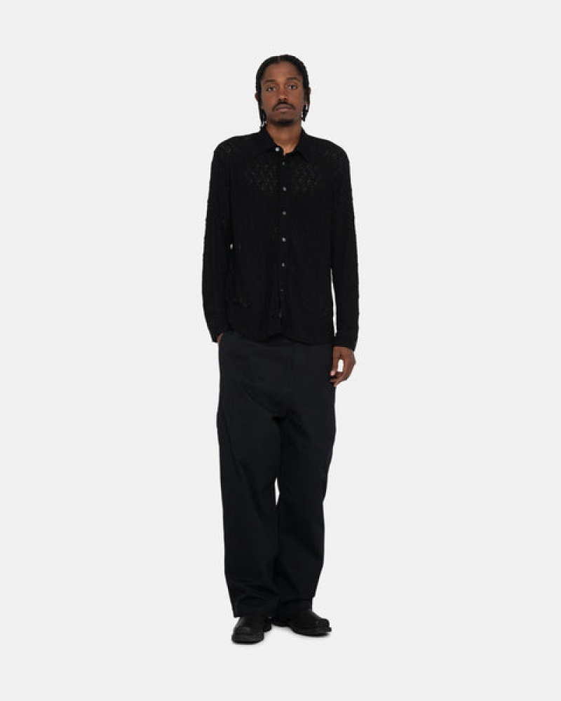Stussy Kanten Ls Shirt Overhemd Dames Zwart Belgium | OWW-8941