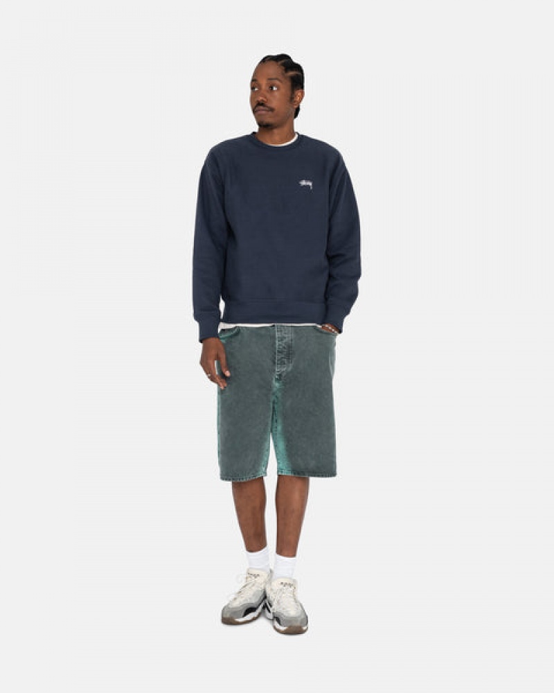 Stussy Overdyed Stock Logo Crew Sweatshirts Heren Donkerblauw Belgium | ITZ-2710