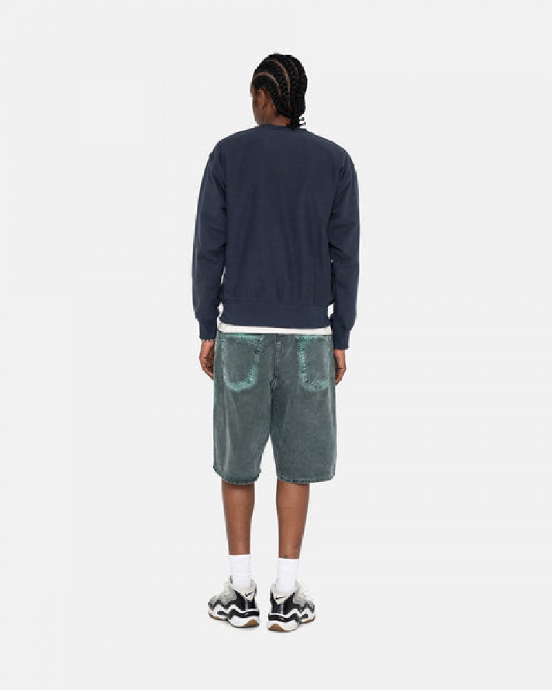 Stussy Overdyed Stock Logo Crew Sweatshirts Dames Donkerblauw Belgium | VDS-9190