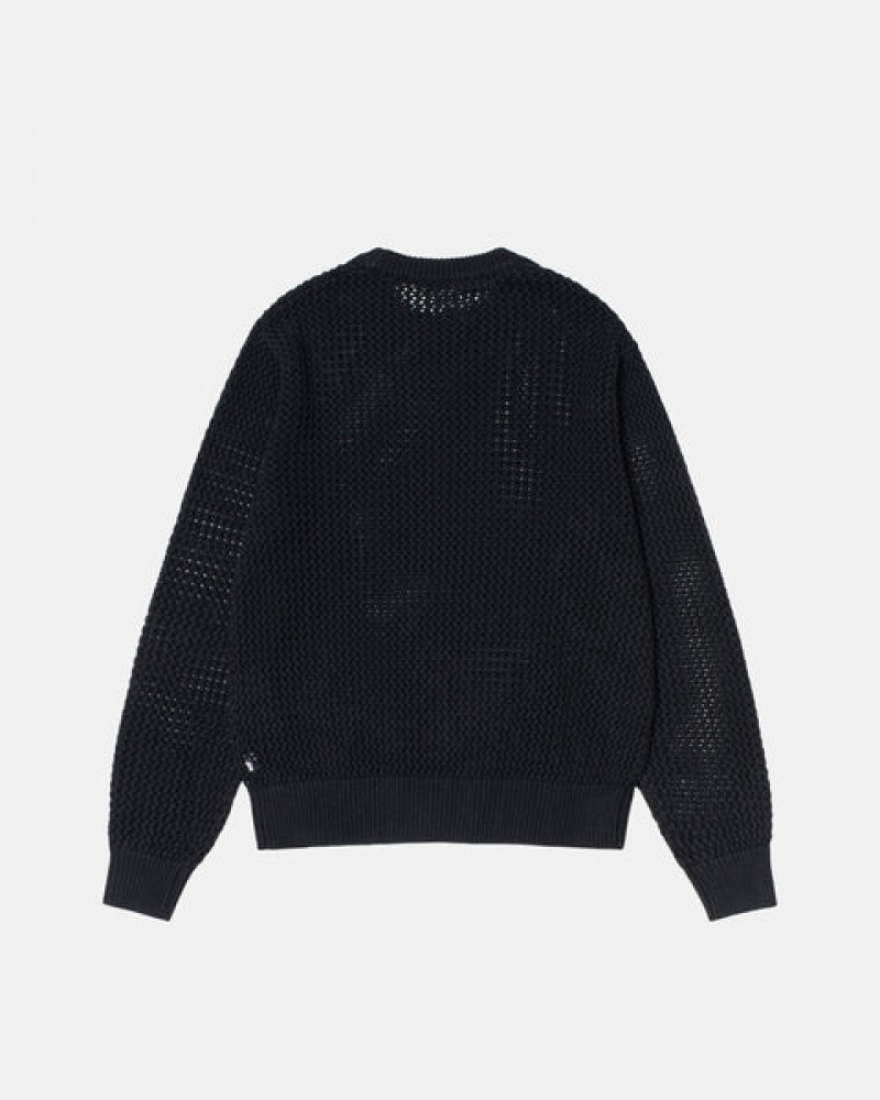 Stussy Pigment Dyed Loose Gauge Knit Trui Trui Dames Zwart Belgium | URC-2062