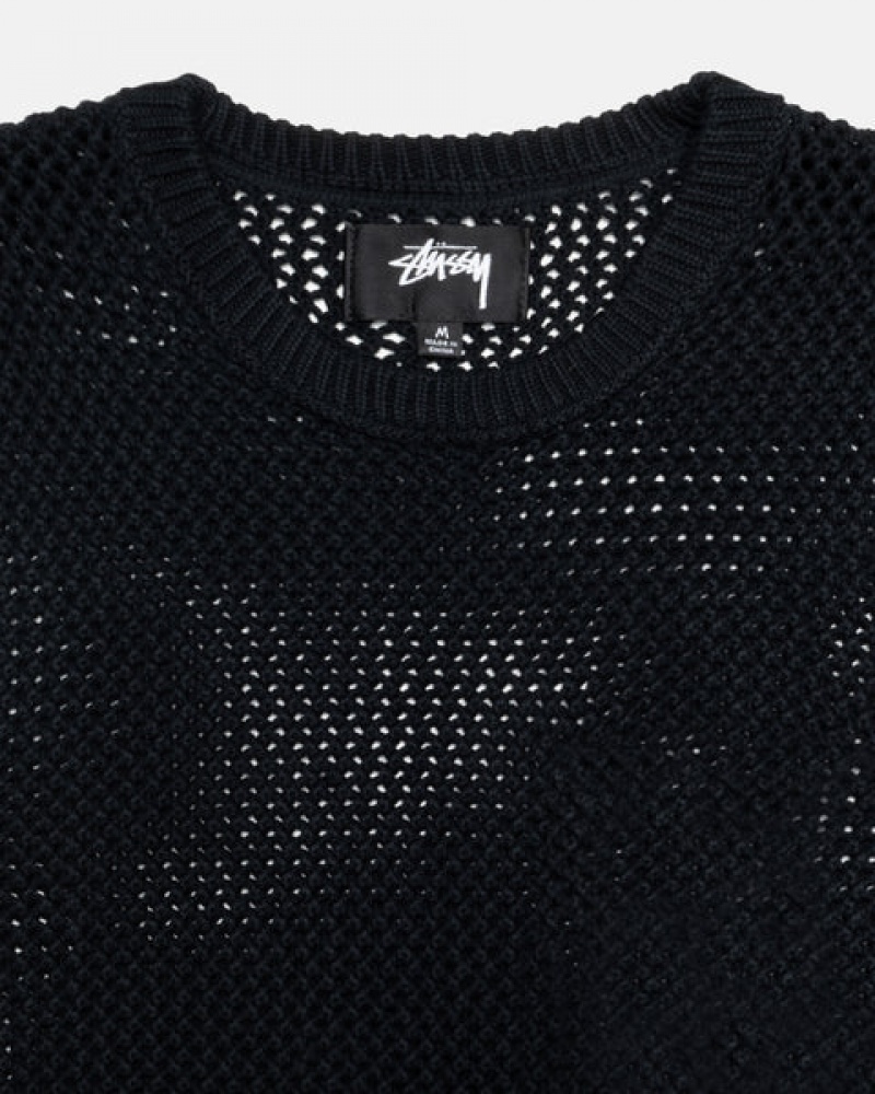 Stussy Pigment Dyed Loose Gauge Knit Trui Trui Dames Zwart Belgium | URC-2062