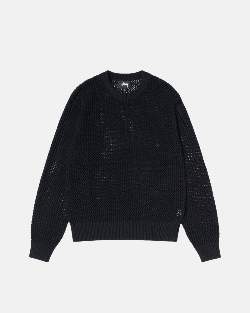 Stussy Pigment Dyed Loose Gauge Knit Trui Trui Dames Zwart Belgium | URC-2062