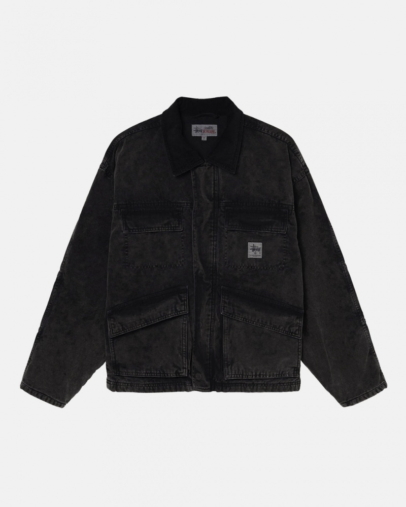 Stussy Shop Jacket Washed Canvas Jassen Dames Zwart Belgium | YYA-1497