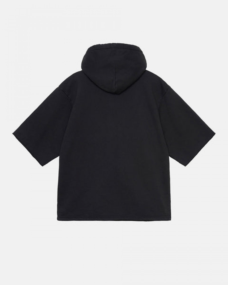 Stussy Ss Boxy Cropped Hoodie Hoodie Heren Zwart Belgium | SED-5835
