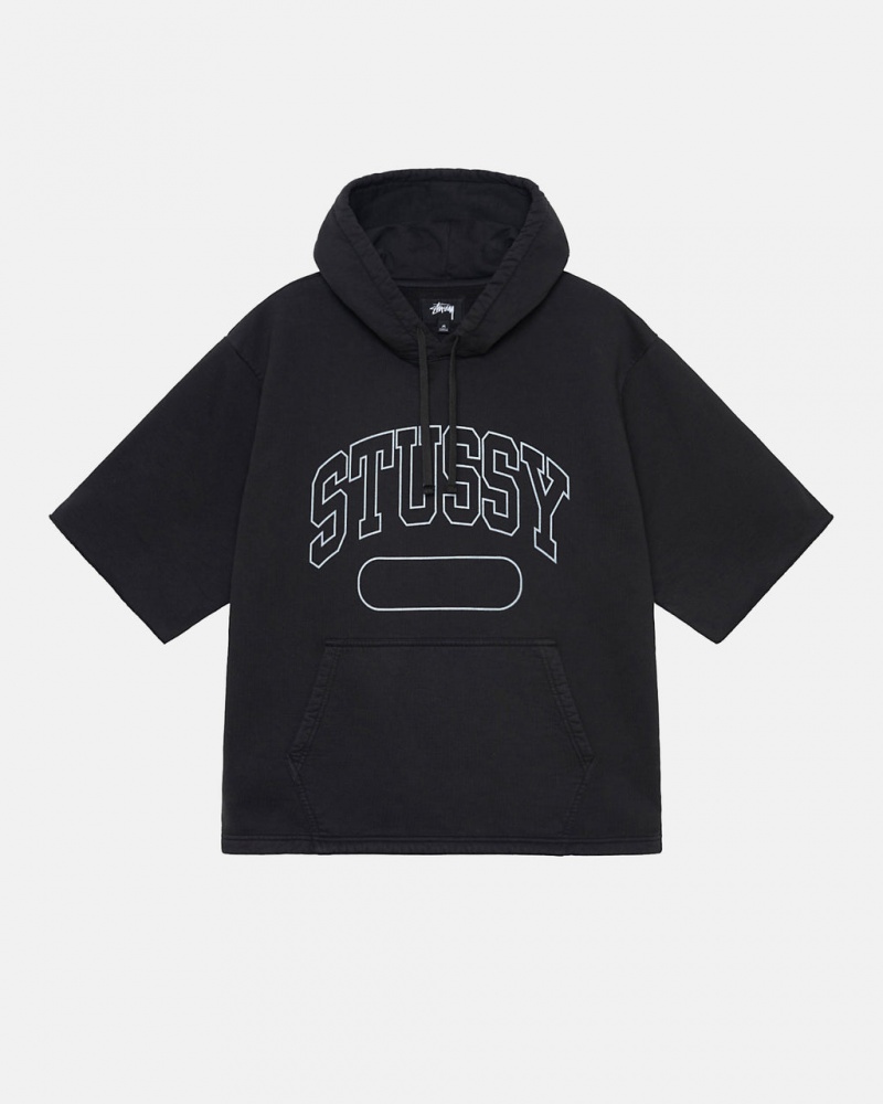 Stussy Ss Boxy Cropped Hoodie Hoodie Heren Zwart Belgium | SED-5835