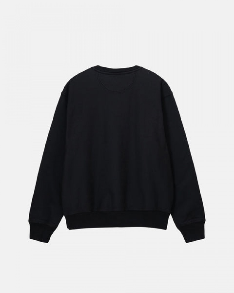 Stussy Stock Logo Crew Sweatshirts Heren Zwart Belgium | SNU-0089