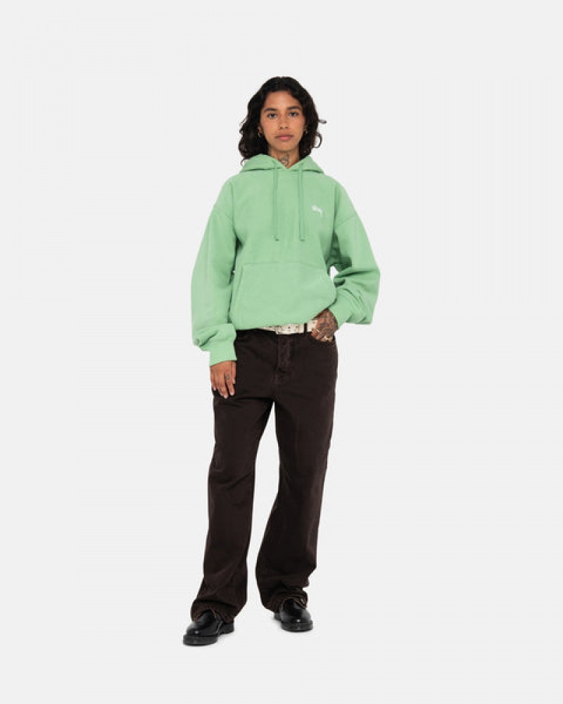 Stussy Stock Logo Hood Sweatshirts Heren Groen Belgium | DCI-5023