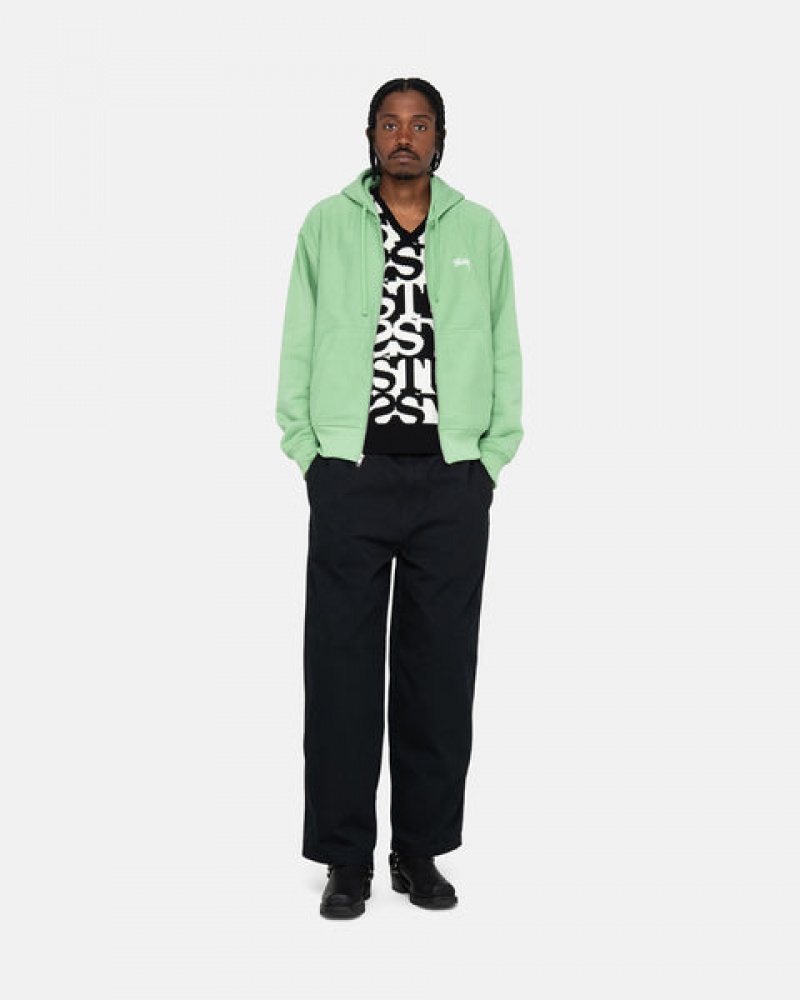 Stussy Stock Logo Zip Hood Sweatshirts Heren Groen Belgium | LUL-3419