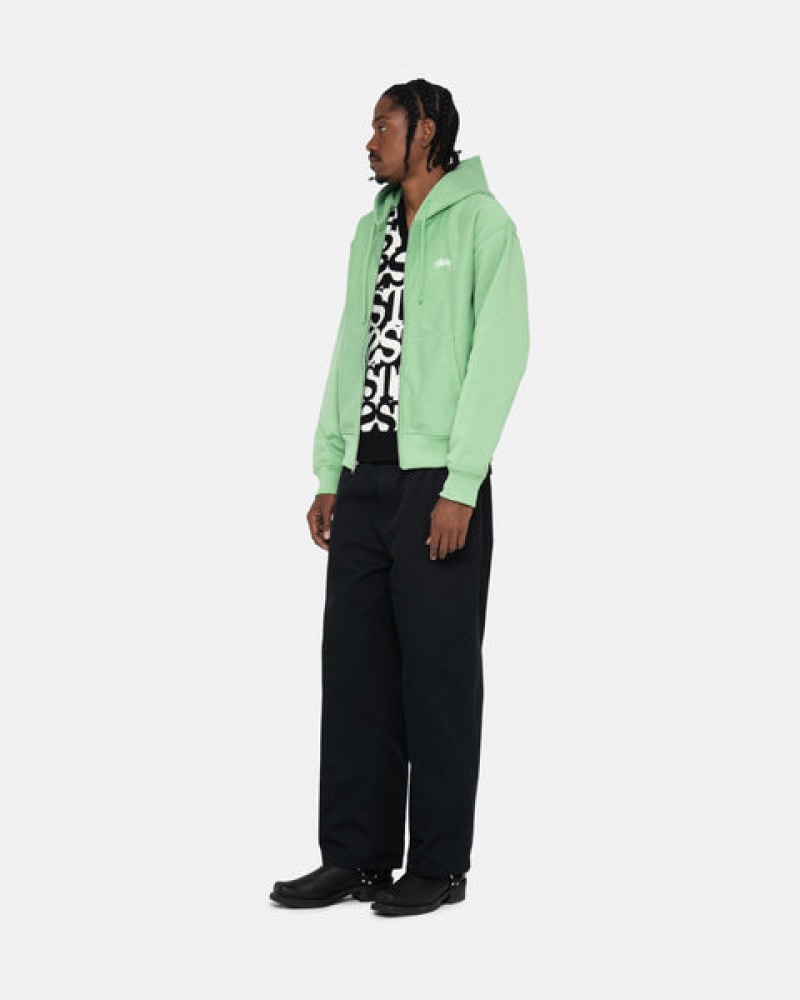 Stussy Stock Logo Zip Hood Sweatshirts Heren Groen Belgium | LUL-3419