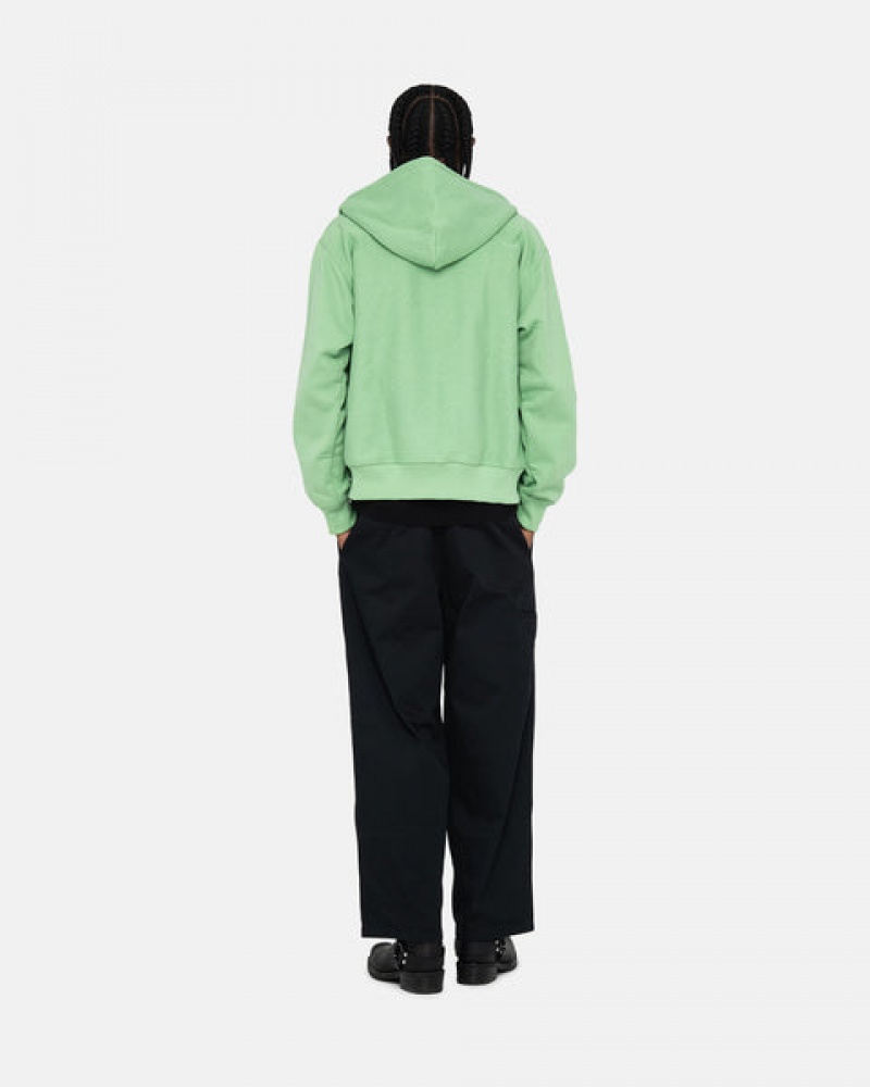 Stussy Stock Logo Zip Hood Sweatshirts Heren Groen Belgium | LUL-3419