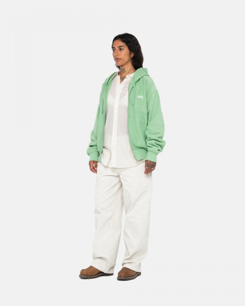 Stussy Stock Logo Zip Hood Sweatshirts Heren Groen Belgium | LUL-3419