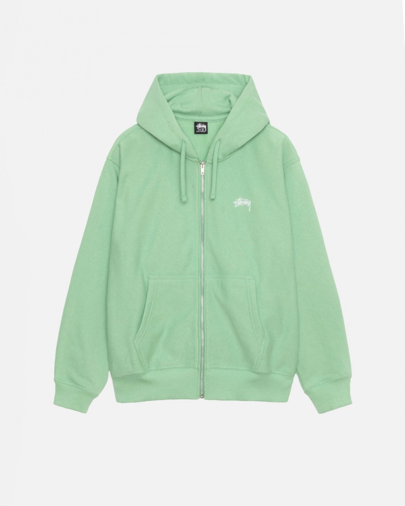 Stussy Stock Logo Zip Hood Sweatshirts Heren Groen Belgium | LUL-3419
