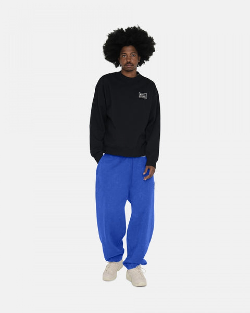Stussy Stone Wash Fleece Crew Sweatshirts Heren Zwart Belgium | AUQ-2782
