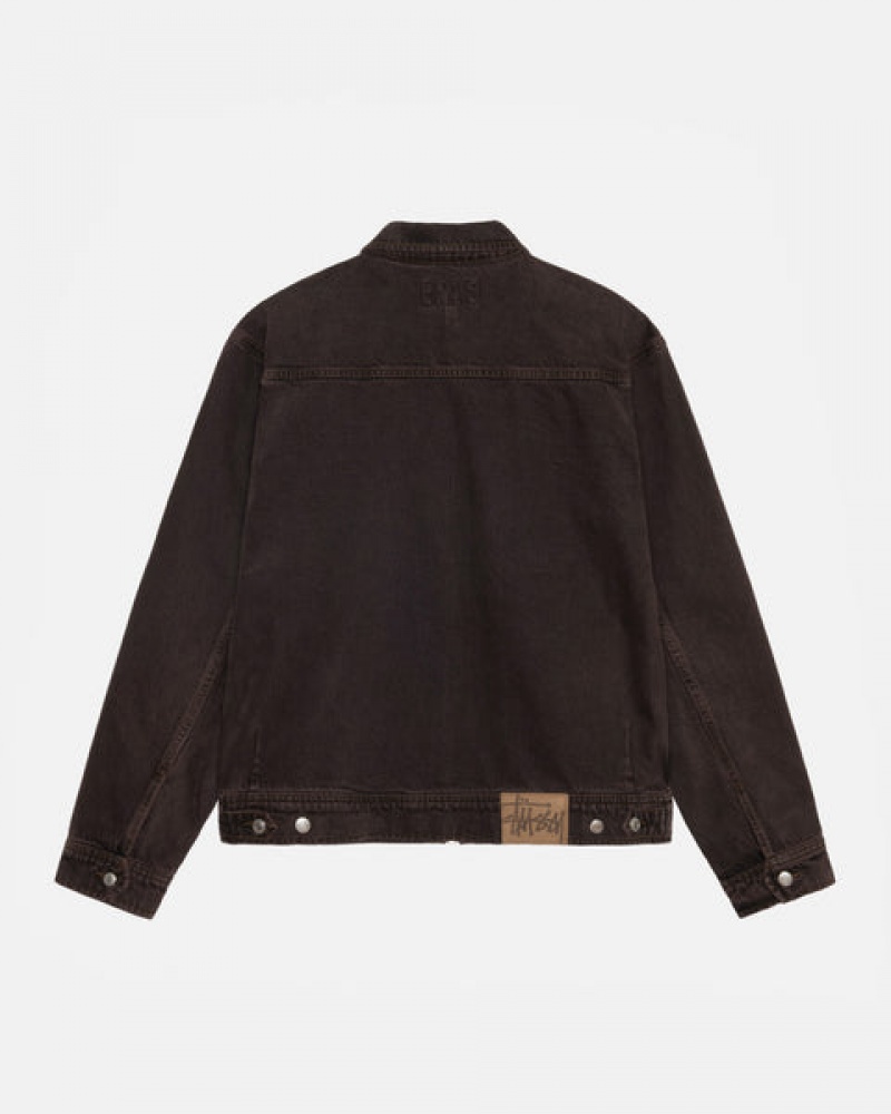 Stussy Zip Werk Jacket Denim Denim Heren Zwart Belgium | BAY-8722