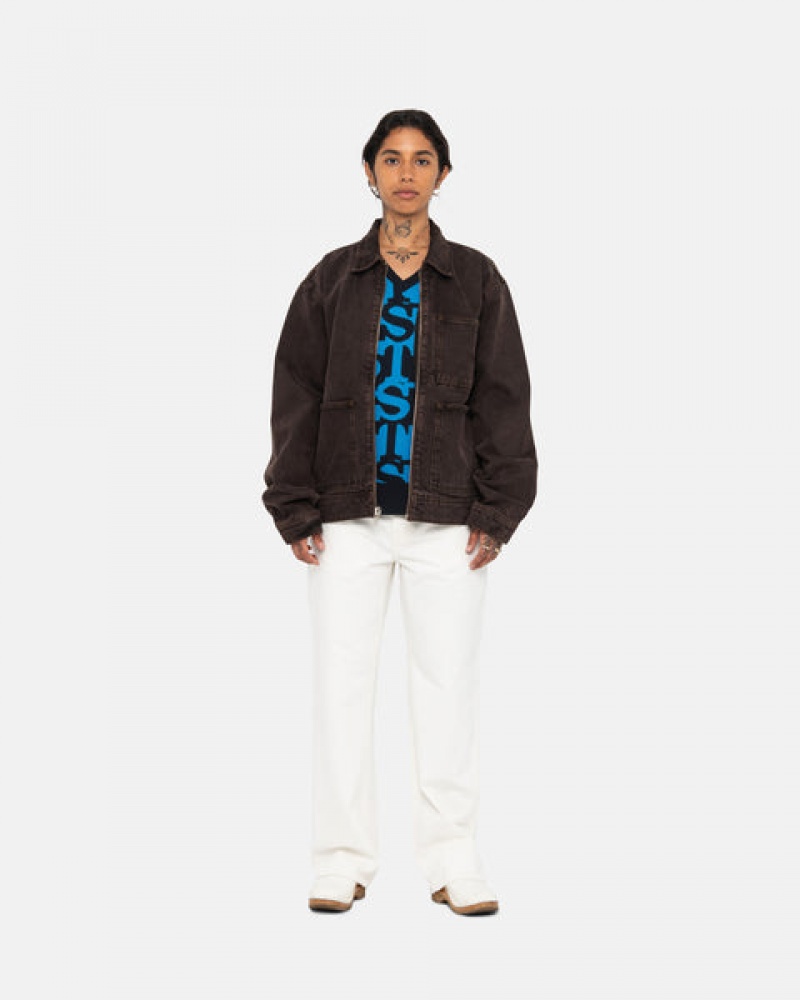Stussy Zip Werk Jacket Denim Denim Heren Zwart Belgium | BAY-8722